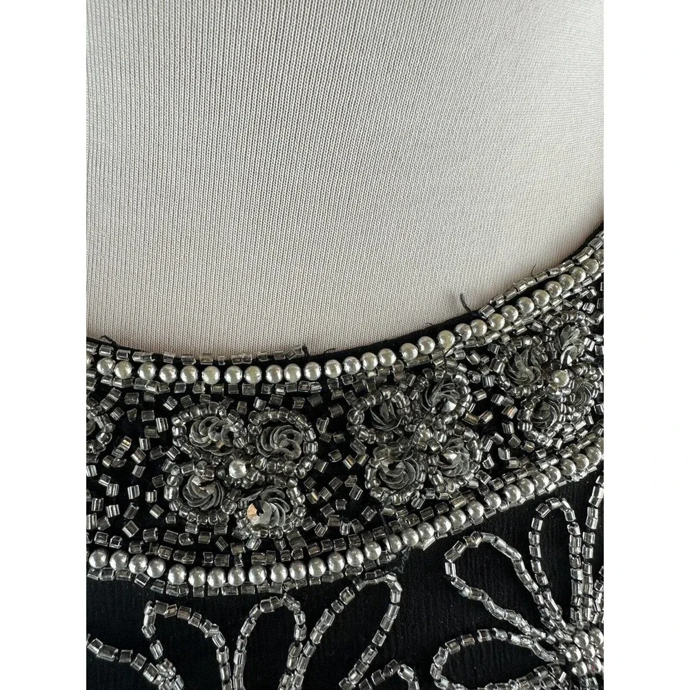 *Flawed* Vintage Laurence Kazar Silk Beaded Embellished Top Black Plus Size 3X - Picture 9 of 12
